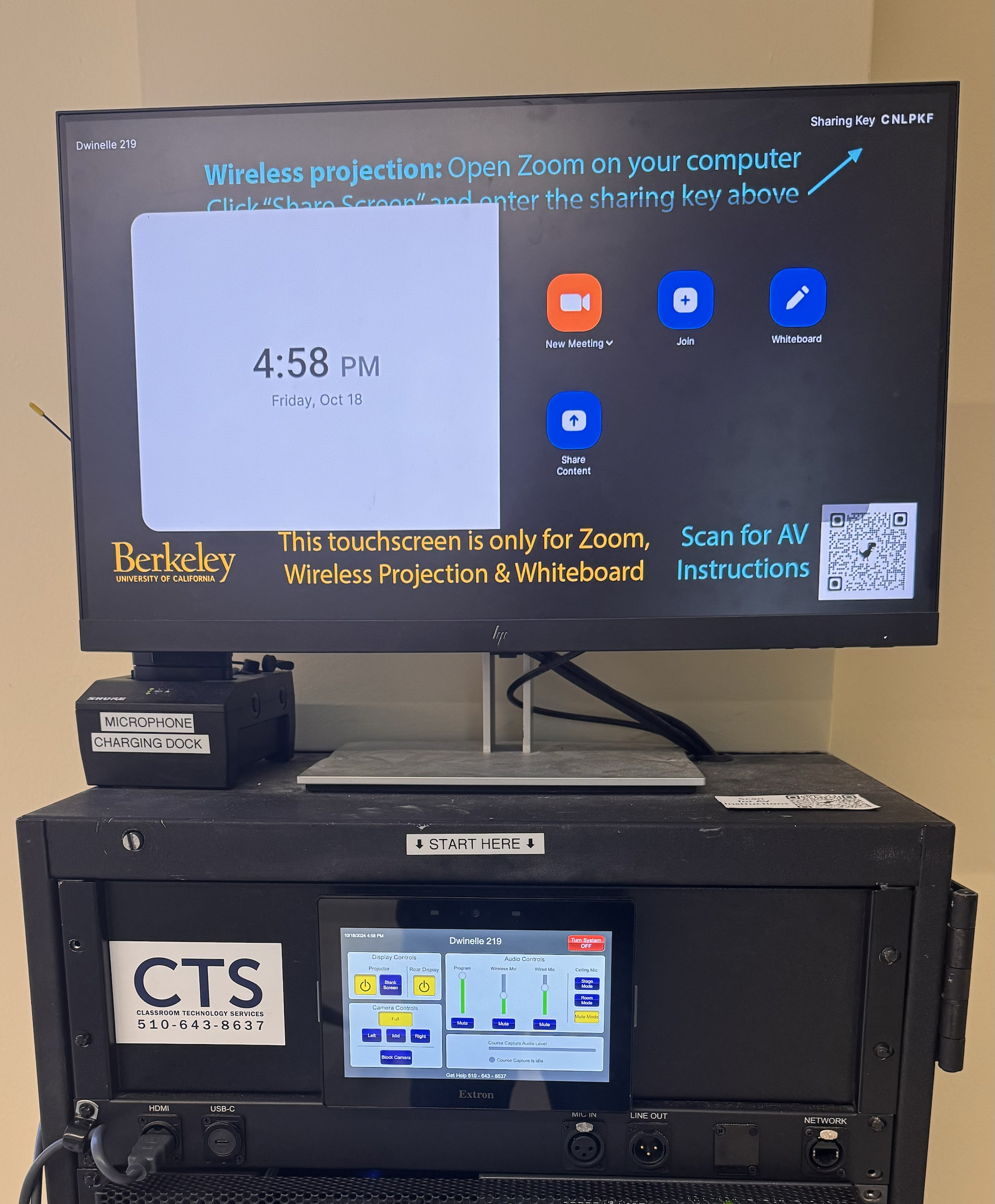 219 Dwinelle Rack and Touch Panels