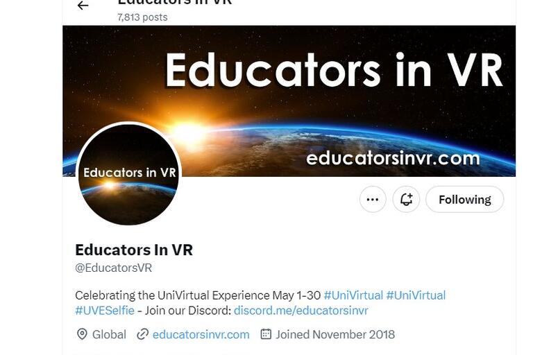 Educators in VR on Twitter