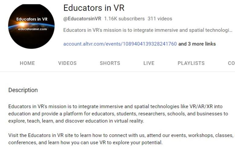 Educators in VR Youtube Channel