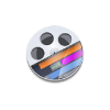 Screenflow logo image of film real with multicolored lines across bottom of reel